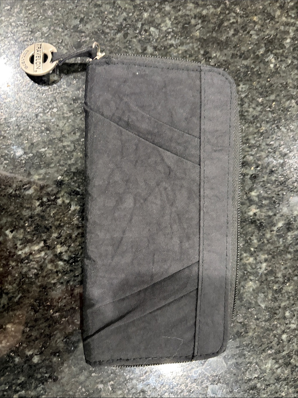 Travelon Black Zip Wallet with Branded Charm